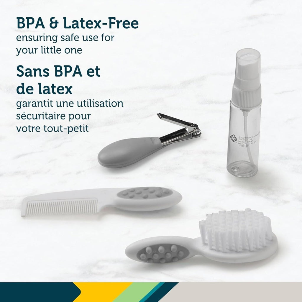 Safety 1st Baby Grooming Kit – Reversible Zippered Case with Brush, Comb, Nail Clippers & Emery Boards – BPA - Free Essentials for Newborns & Toddlers - Grey - LittleTreasures