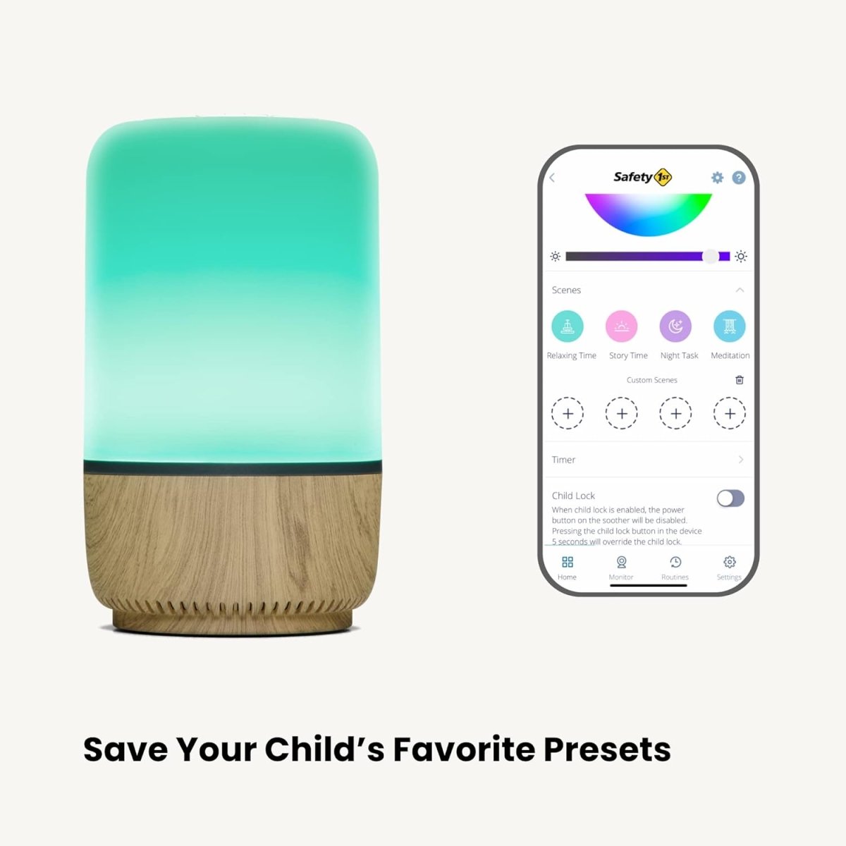 Safety 1st Connected Smart Soother — Light & Sound Machine, Night Light, Includes 20 Classic lullabies and Soothing Sounds, Timer, Wi - Fi and Button Controlled, iOS and Android Compatible - LittleTreasures