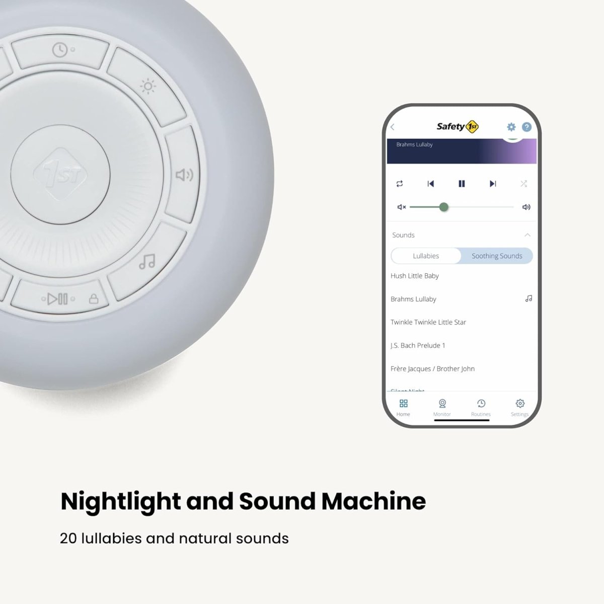Safety 1st Connected Smart Soother — Light & Sound Machine, Night Light, Includes 20 Classic lullabies and Soothing Sounds, Timer, Wi - Fi and Button Controlled, iOS and Android Compatible - LittleTreasures