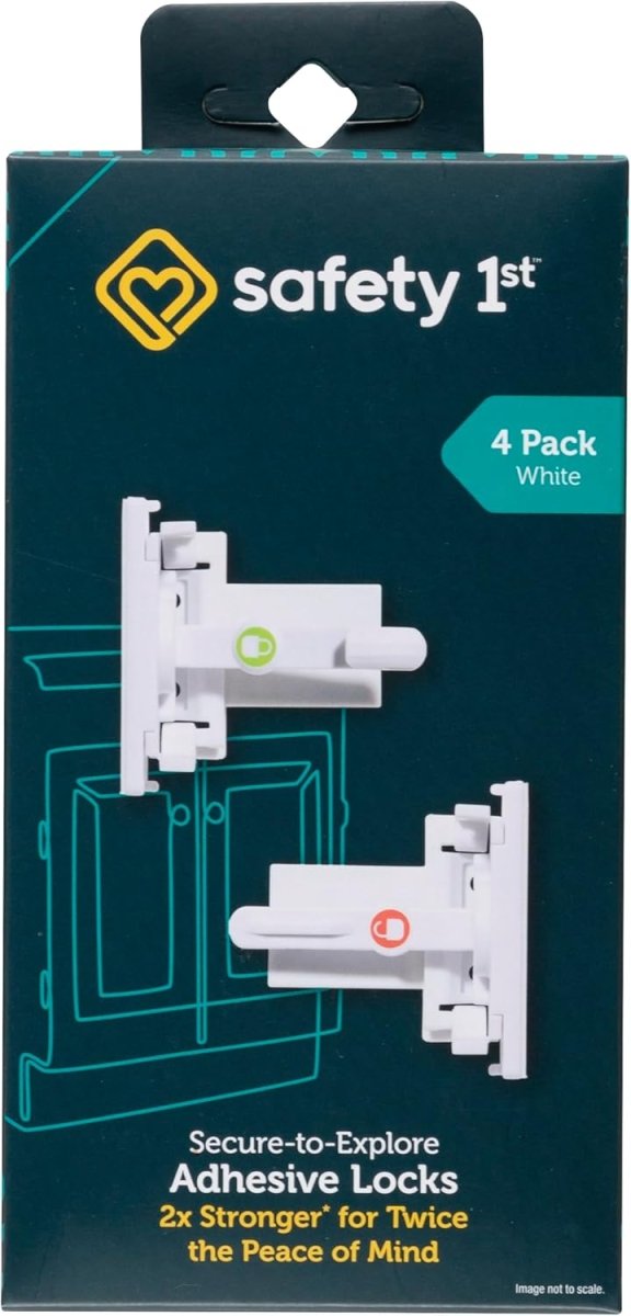 Safety 1st - Secure - to - Explore Adhesive Cabinet Locks Baby Proofing, Child Locks for Cabinets and Drawers (4 Locks), White - LittleTreasures