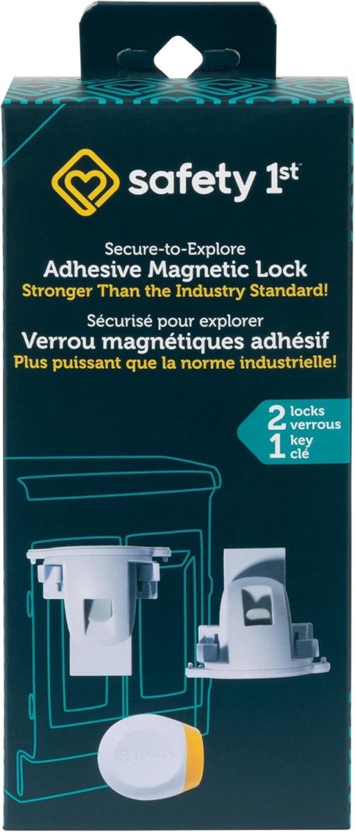 Safety 1st Secure - to - Explore Adhesive Magnetic Locks – Baby Proofing Cabinet and Drawer Lock System, No - Drill Invisible Child Safety Locks, 2 Locks + 1 Key - LittleTreasures