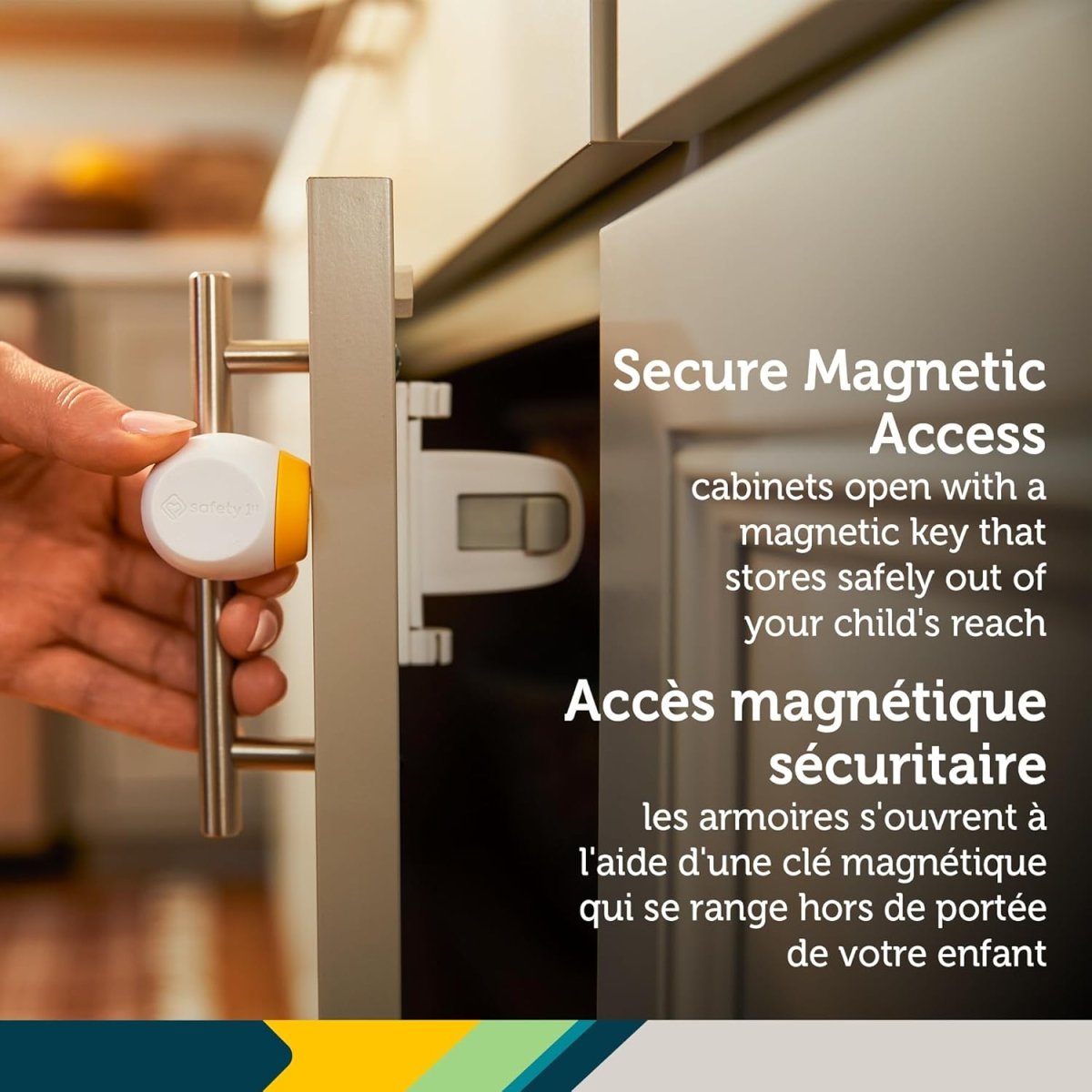 Safety 1st Secure - to - Explore Adhesive Magnetic Locks – Baby Proofing Cabinet and Drawer Lock System, No - Drill Invisible Child Safety Locks, 2 Locks + 1 Key - LittleTreasures