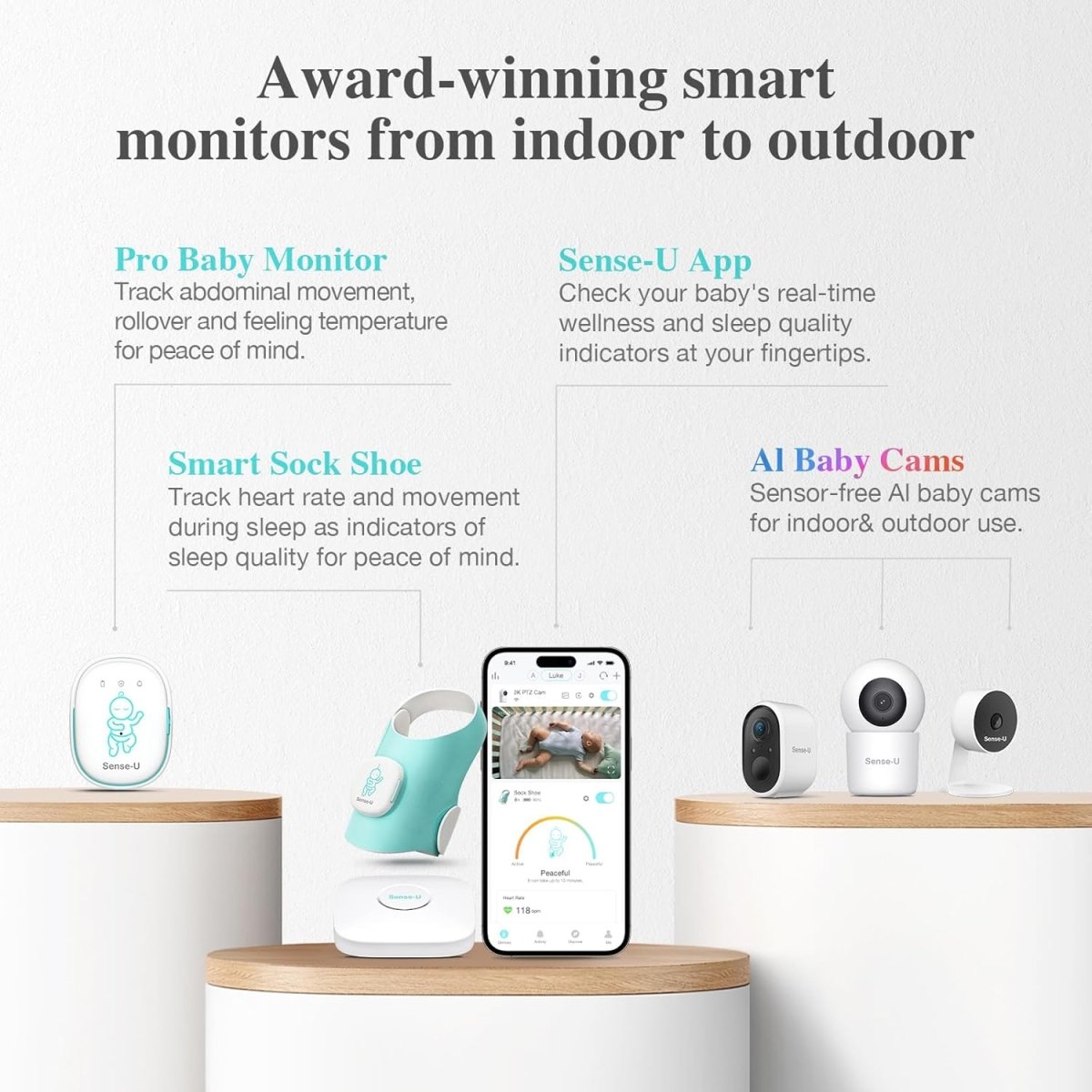 Sense - U Smart Sock Shoe Baby Monitor - Track Baby’s Heart Rate, Movement and Sleep, Infant Foot Monitor for Peace of Mind - LittleTreasures