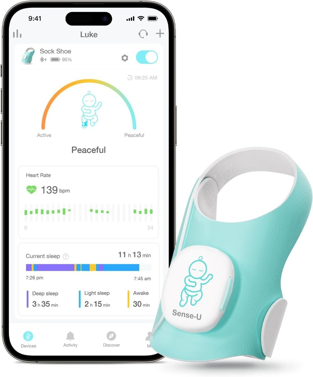 Sense - U Smart Sock Shoe Baby Monitor - Track Baby’s Heart Rate, Movement and Sleep, Infant Foot Monitor for Peace of Mind - LittleTreasures