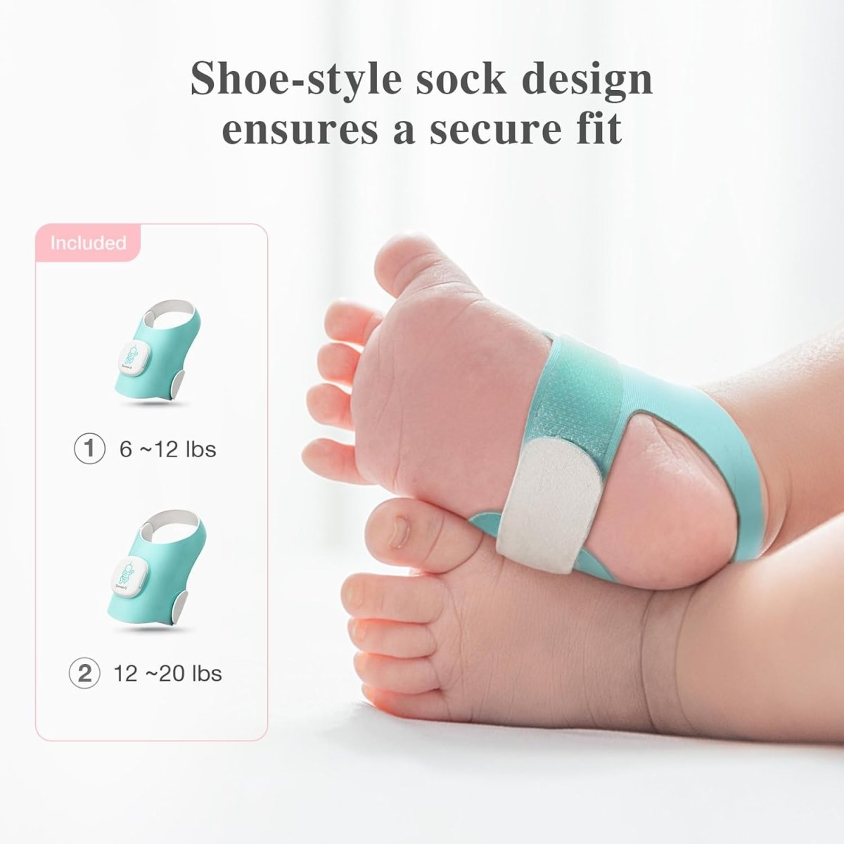 Sense - U Smart Sock Shoe Baby Monitor - Track Baby’s Heart Rate, Movement and Sleep, Infant Foot Monitor for Peace of Mind - LittleTreasures