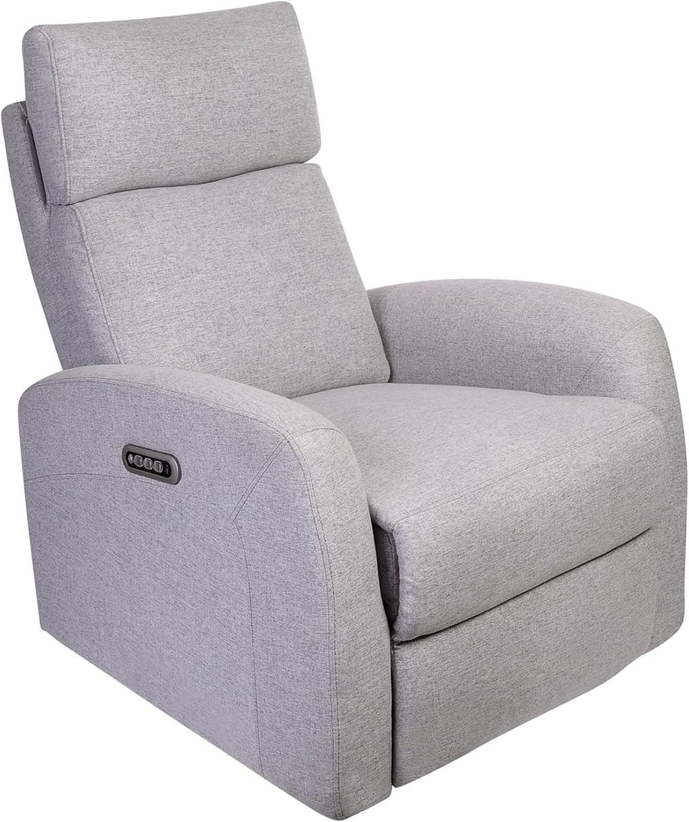 Serena Triple Power Glider Recliner, Upholstered Fabric Rocking Glider, Full Recline Mechanism, Accessible USB Charging Port, Nursery Rocking Chair for Breastfeeding, Napping, Maternity Grey - LittleTreasures