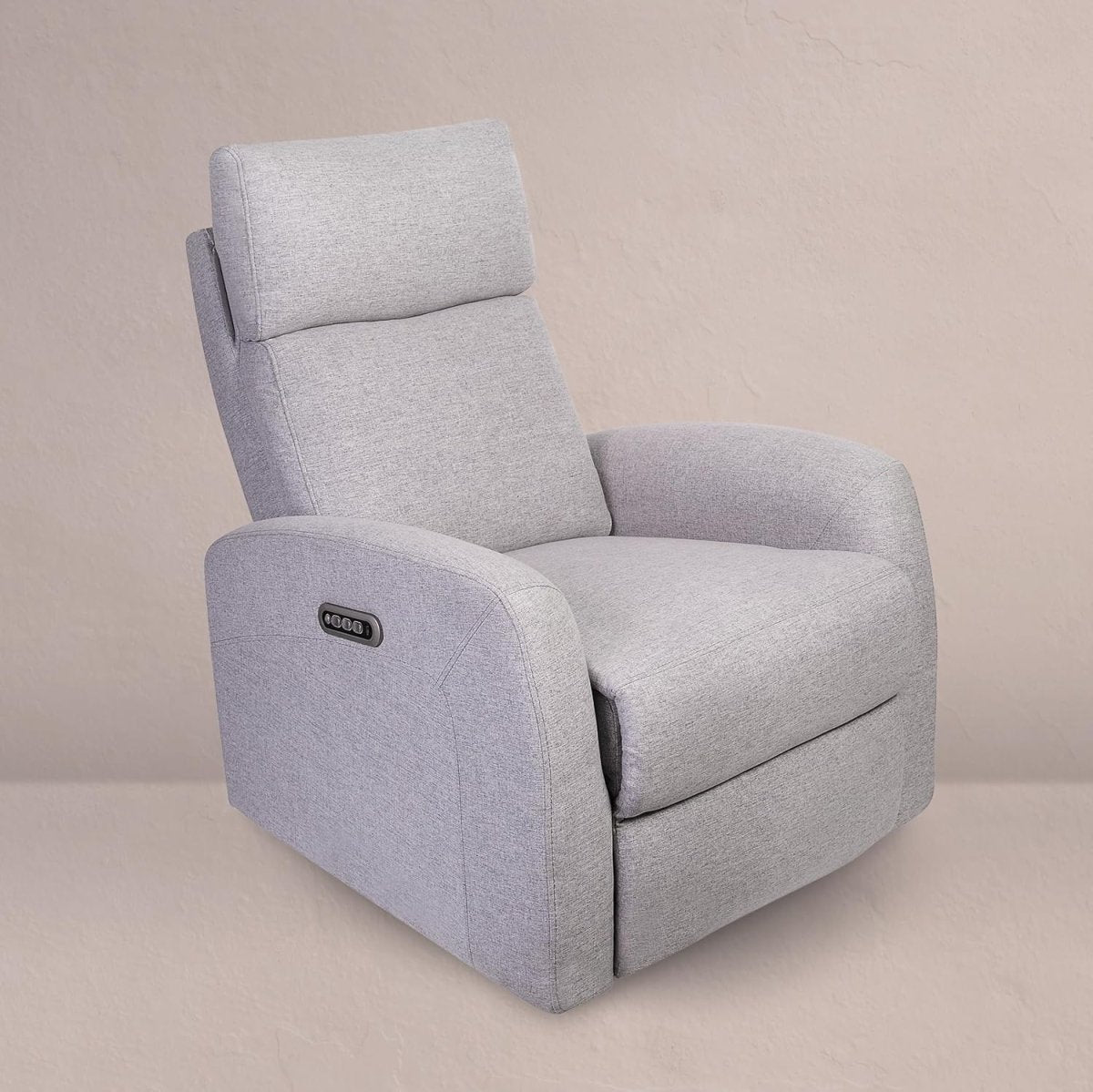 Serena Triple Power Glider Recliner, Upholstered Fabric Rocking Glider, Full Recline Mechanism, Accessible USB Charging Port, Nursery Rocking Chair for Breastfeeding, Napping, Maternity Grey - LittleTreasures