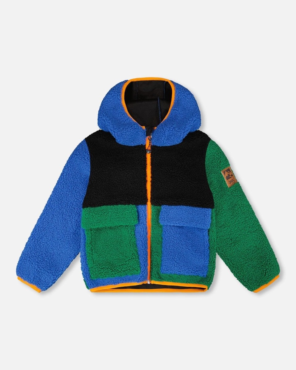 Sherpa Jacket Blue Colorblock - LittleTreasures