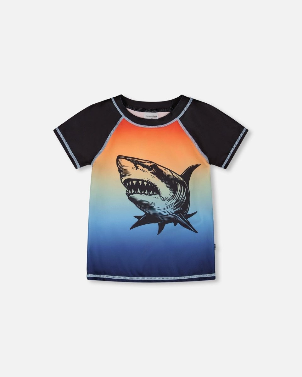 Short Sleeve Rashguard Blue And Orange Gradient - LittleTreasures