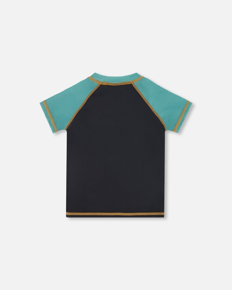 Short Sleeve Rashguard With Print Black - LittleTreasures