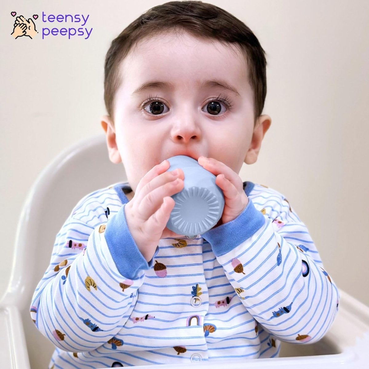 Silicone Training Cups for Babies 4 Months+ | Tiny Transition Cups for Baby Boy, Baby Cup 6 - 12 Months, Set of 2 Open Cups 2oz, Baby Essentials (Aquamarine) - LittleTreasures