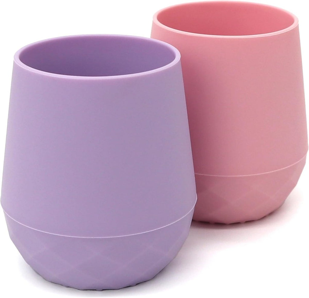 Silicone Training Cups for Babies 4 Months+ | Tiny Transition Cups for Baby Boy, Baby Cup 6 - 12 Months, Set of 2 Open Cups 2oz, Baby Essentials (Aquamarine) - LittleTreasures