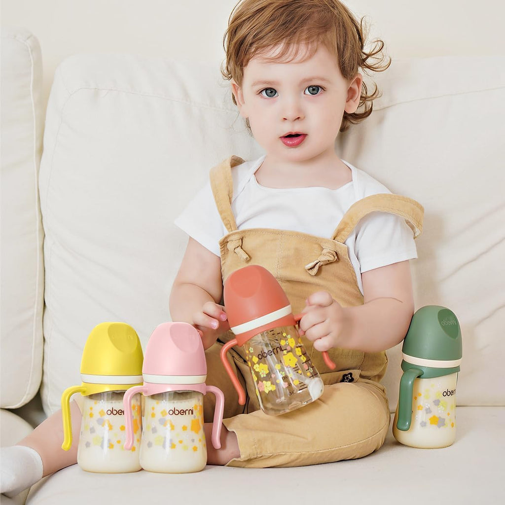 Sippy Cup, Weighted Straw Trainer Cup for Baby, Toddler Drinks Water Bottle with Leak - Proof Valve Spout for 6+ Months, No Spill Training Cup with Handles for 12+ Months, 240ml/Green - LittleTreasures