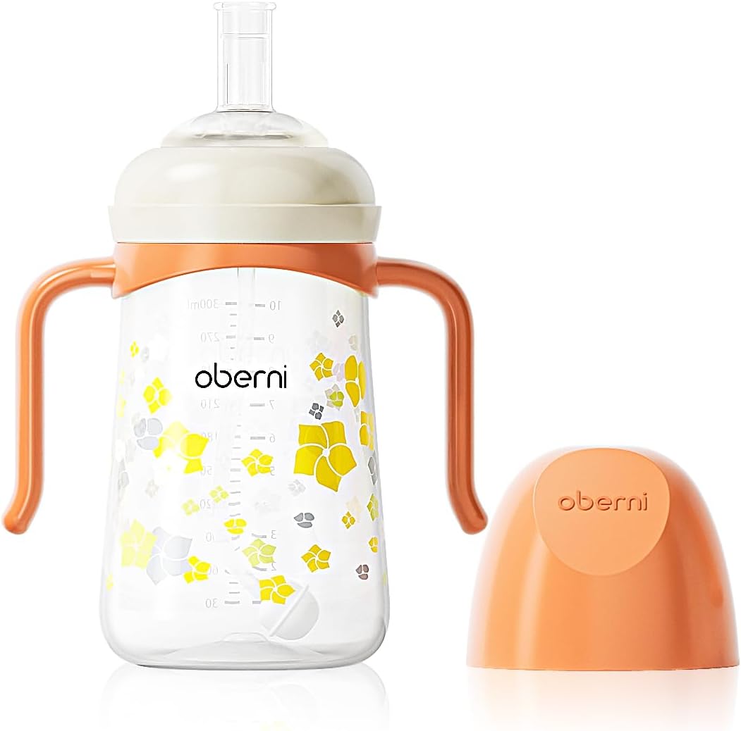 Sippy Cup, Weighted Straw Trainer Cup for Baby, Toddler Drinks Water Bottle with Leak - Proof Valve Spout for 6+ Months, No Spill Training Cup with Handles for 12+ Months, 240ml/Green - LittleTreasures