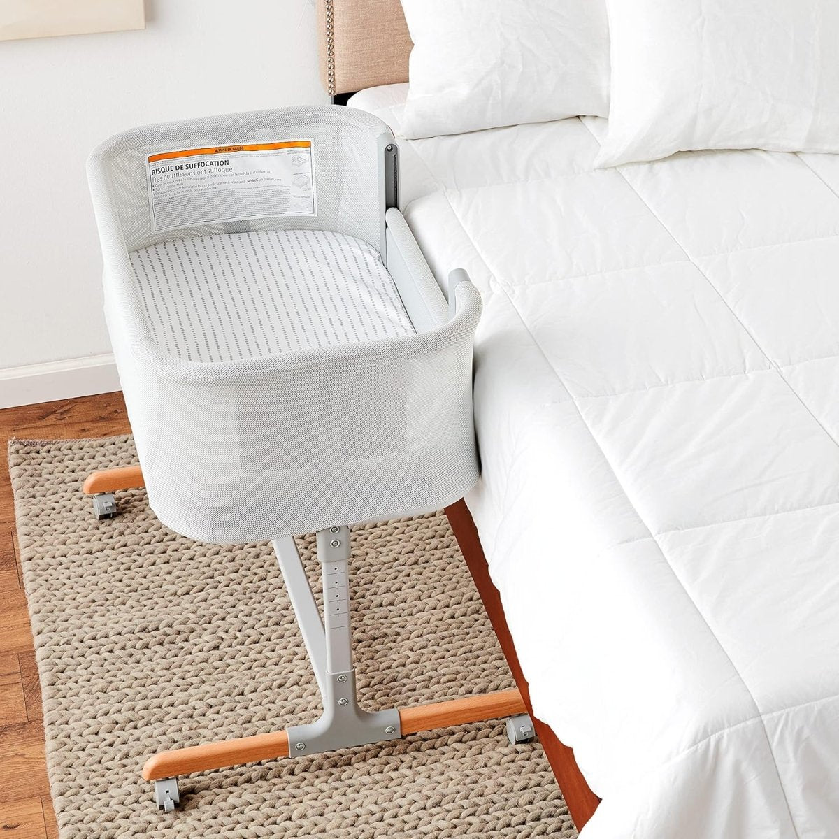 Skip Hop Baby Bassinet, Cozy Up 2 - in - 1 Bedside Sleeper & Bassinet, Grey - LittleTreasures
