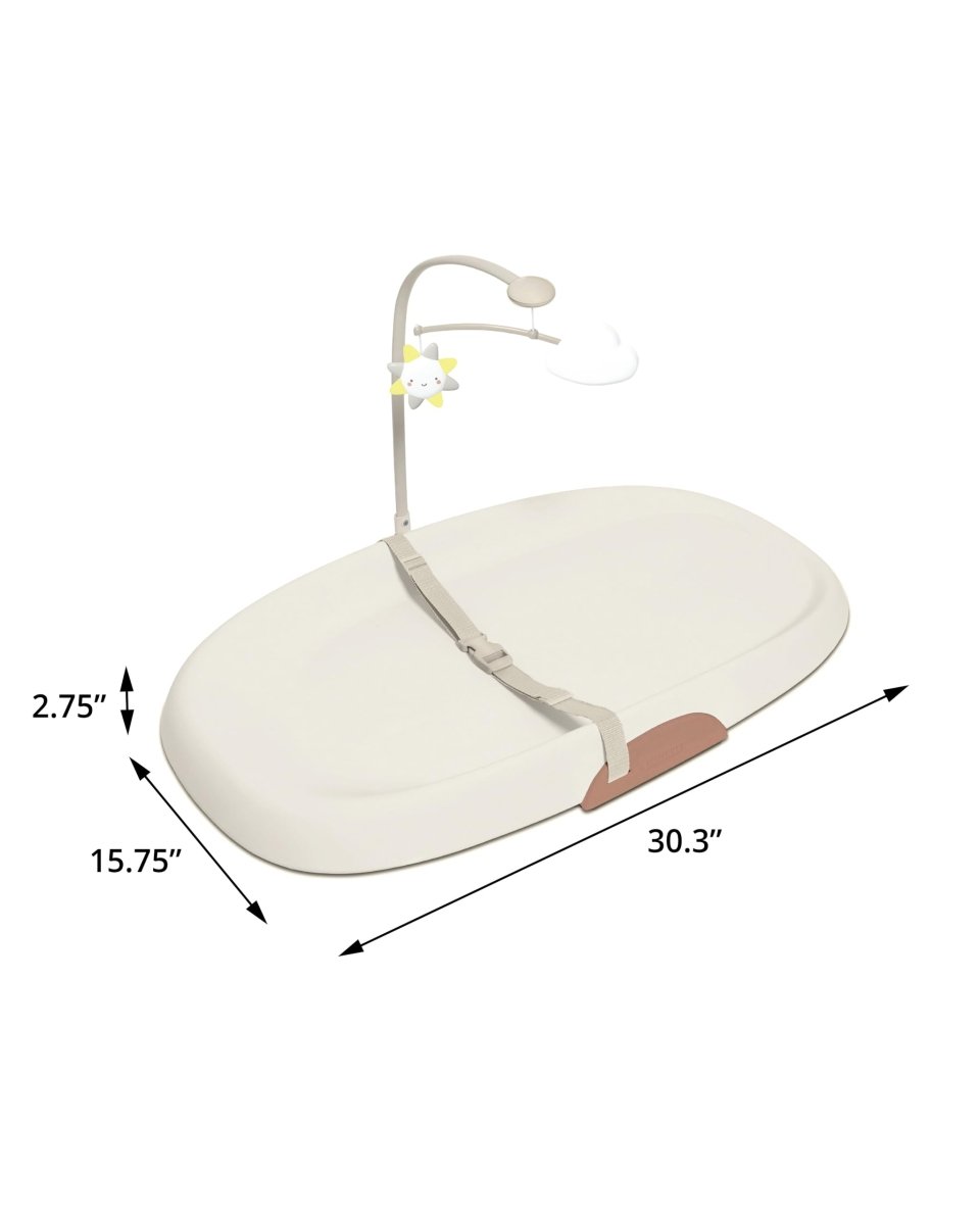 Skip Hop Baby Changing Pad Nursery Style Wipe - Clean Contoured with Cushioned Foam, Non - Skid Base, Built - in Safety Belt & Tuck - Away Toy Bar Fits Standard Changing Tables, Oat - LittleTreasures