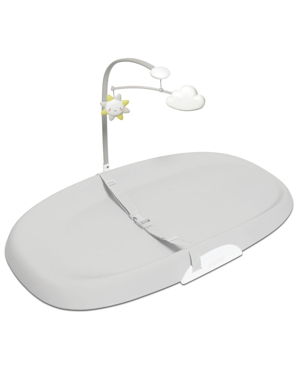 Skip Hop Baby Changing Pad Nursery Style Wipe - Clean Contoured with Cushioned Foam, Non - Skid Base, Built - in Safety Belt & Tuck - Away Toy Bar Fits Standard Changing Tables, Oat - LittleTreasures