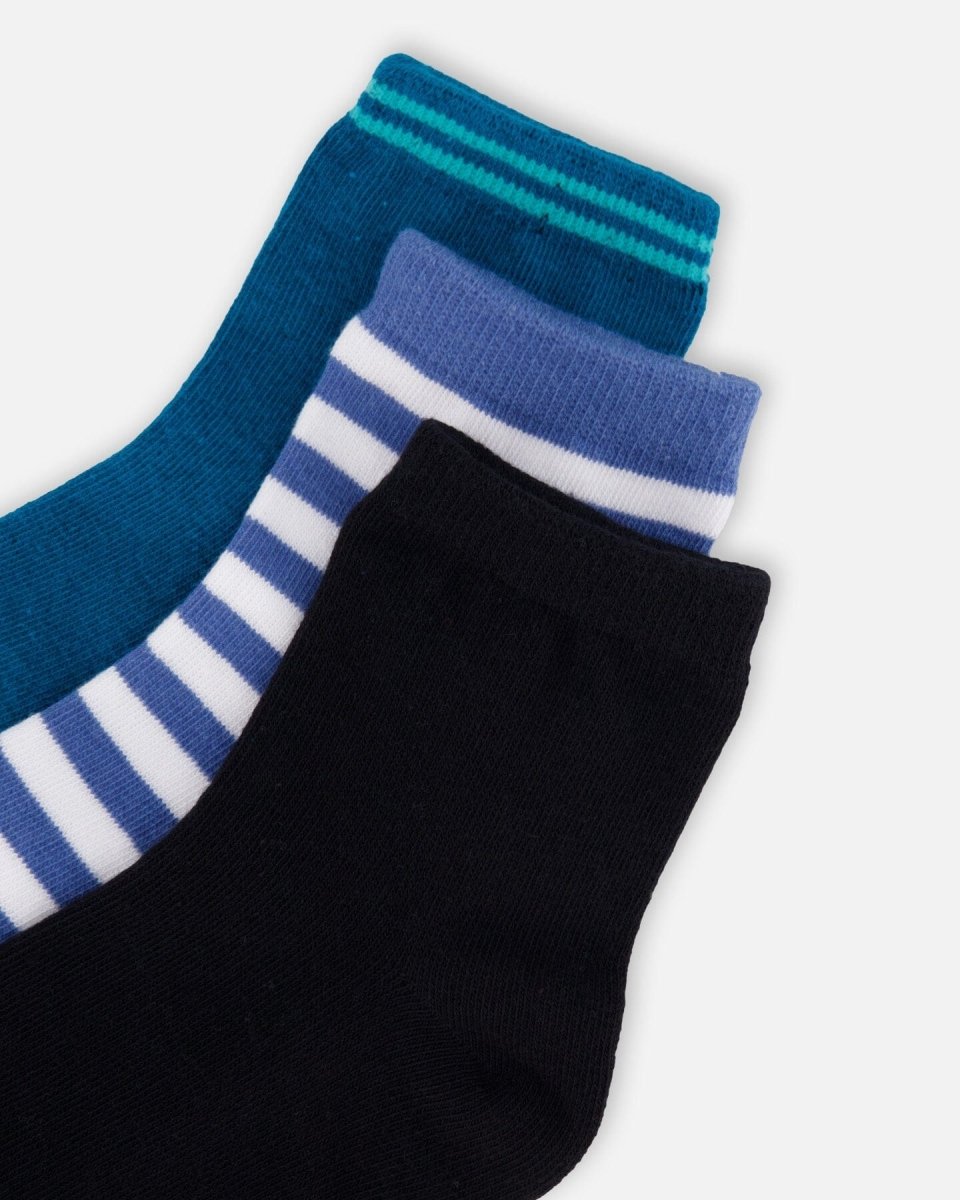 Socks (3 Pairs) Set Striped Blue - LittleTreasures