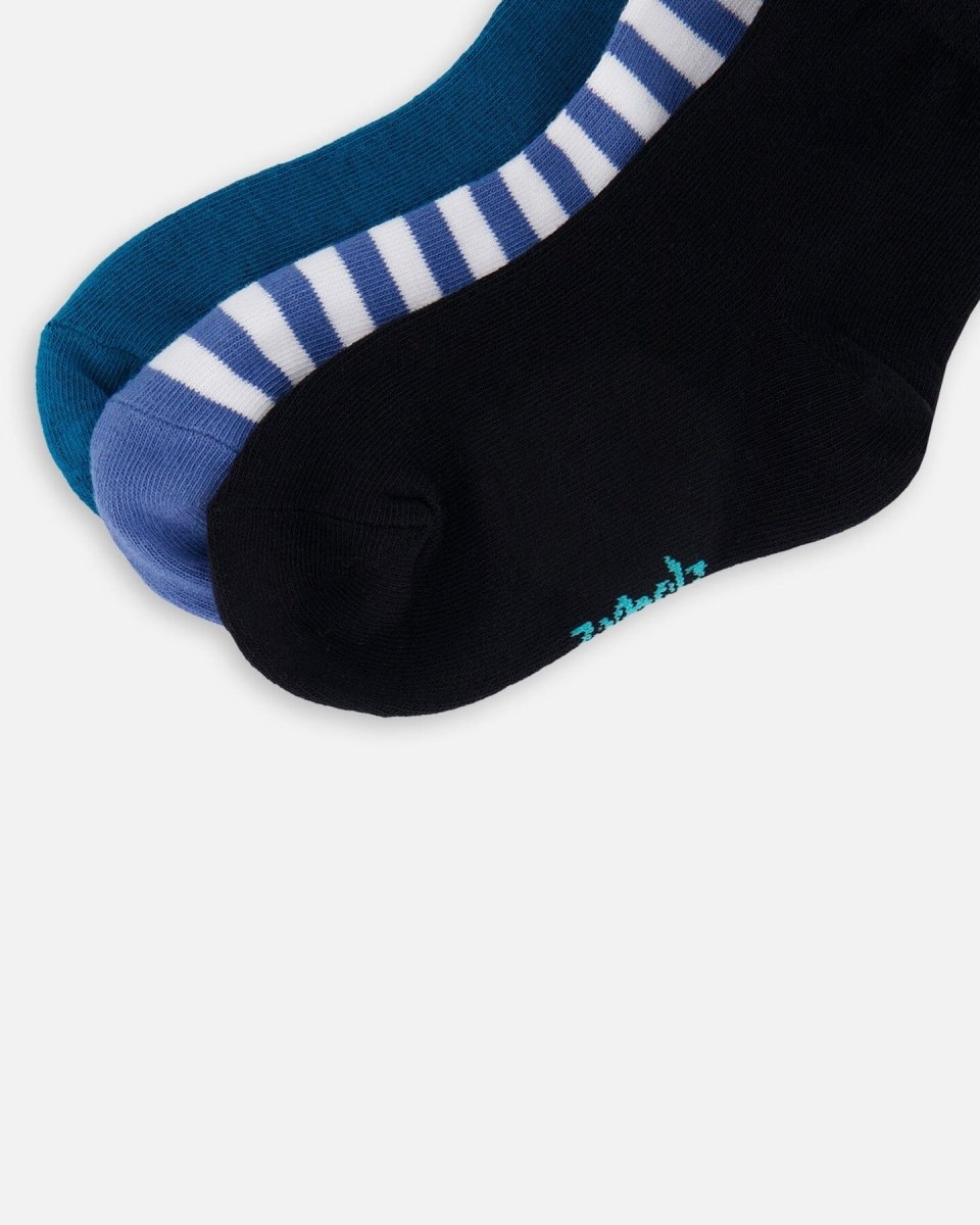 Socks (3 Pairs) Set Striped Blue - LittleTreasures