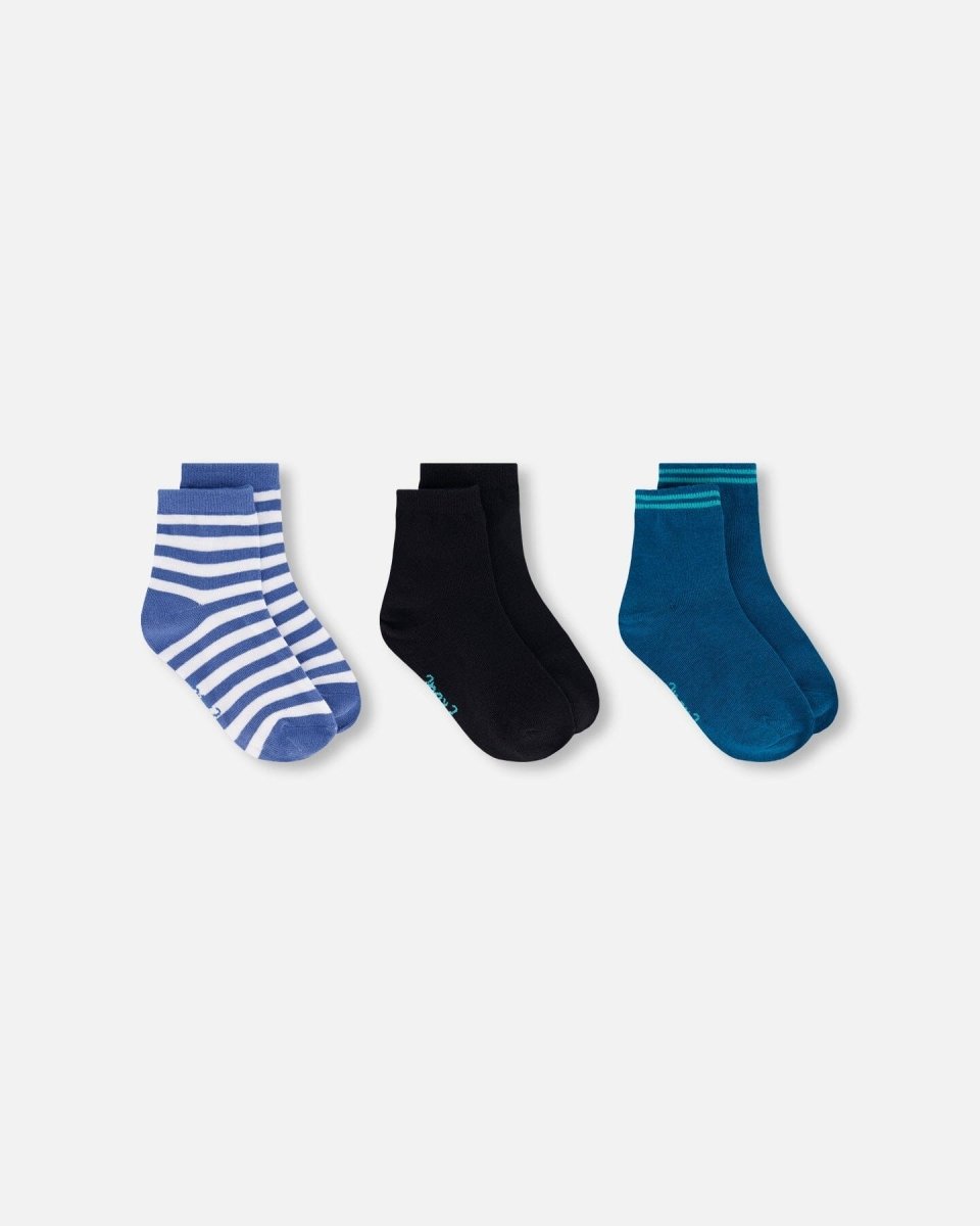 Socks (3 Pairs) Set Striped Blue - LittleTreasures