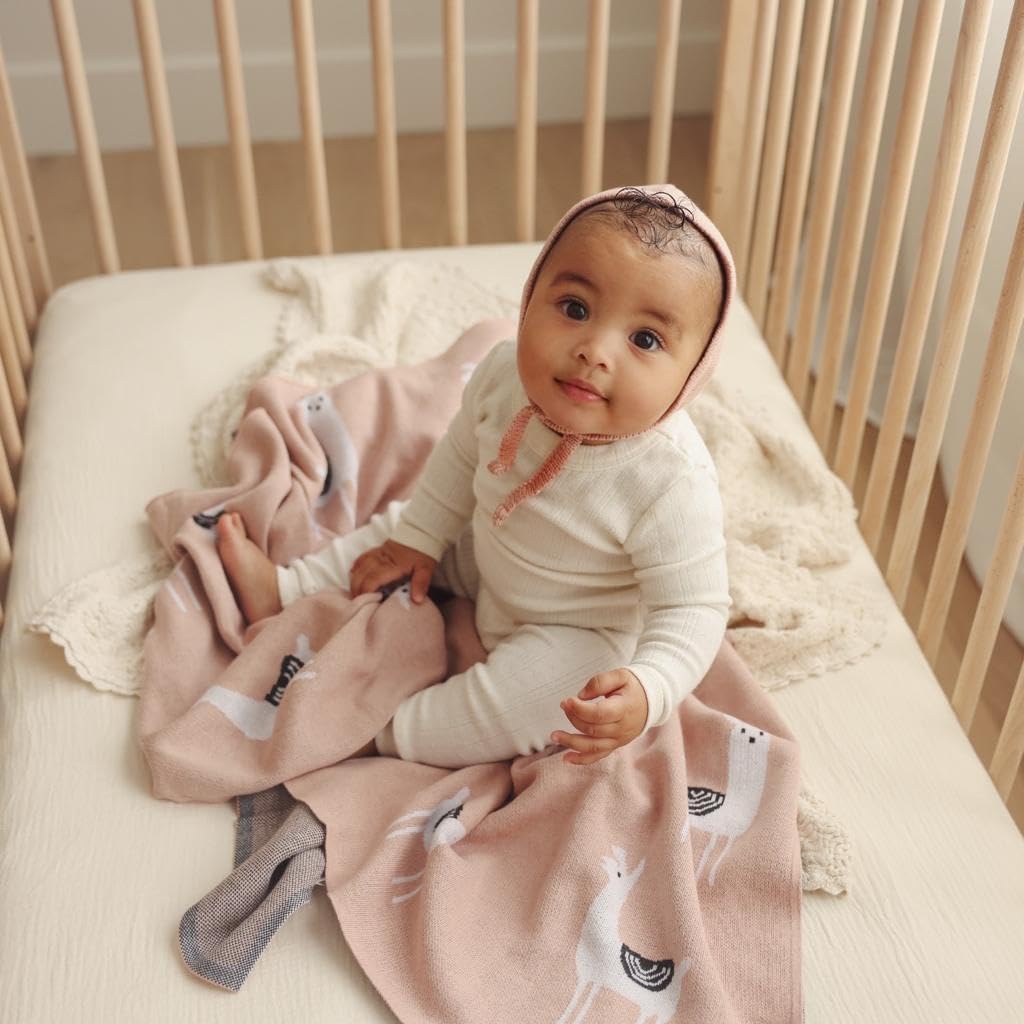 Soft Baby Swaddle Receiving Blanket - 100% Cotton Knit Soft Cozy Receiving Swaddling Crib Stroller Quilt Blanket for Shower Gift Registry for Newborns, Infants, Toddlers (Deer - Sage) - LittleTreasures