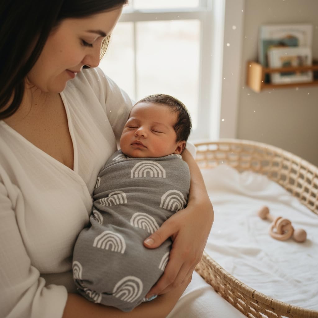 Soft Baby Swaddle Receiving Blanket - 100% Cotton Knit Soft Cozy Receiving Swaddling Crib Stroller Quilt Blanket for Shower Gift Registry for Newborns, Infants, Toddlers (Deer - Sage) - LittleTreasures