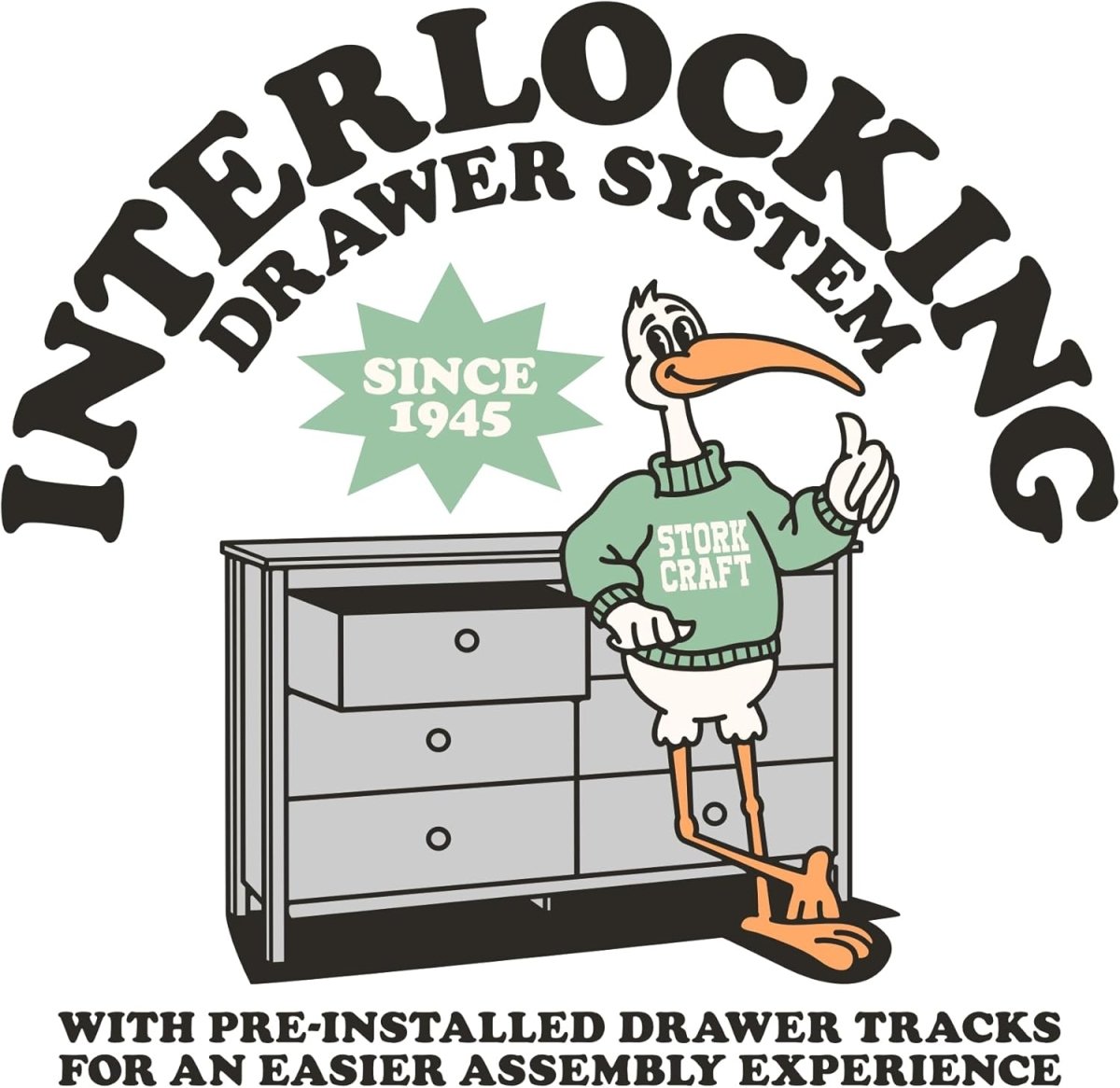 Storkcraft Avalon 6 Drawer Double Dresser, White - LittleTreasures