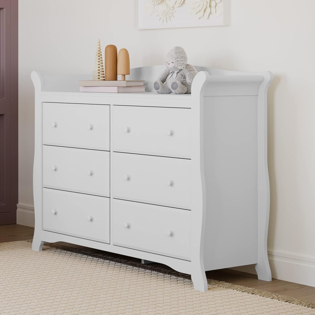 Storkcraft Avalon 6 Drawer Double Dresser, White - LittleTreasures