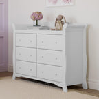 Storkcraft Avalon 6 Drawer Double Dresser, White - LittleTreasures