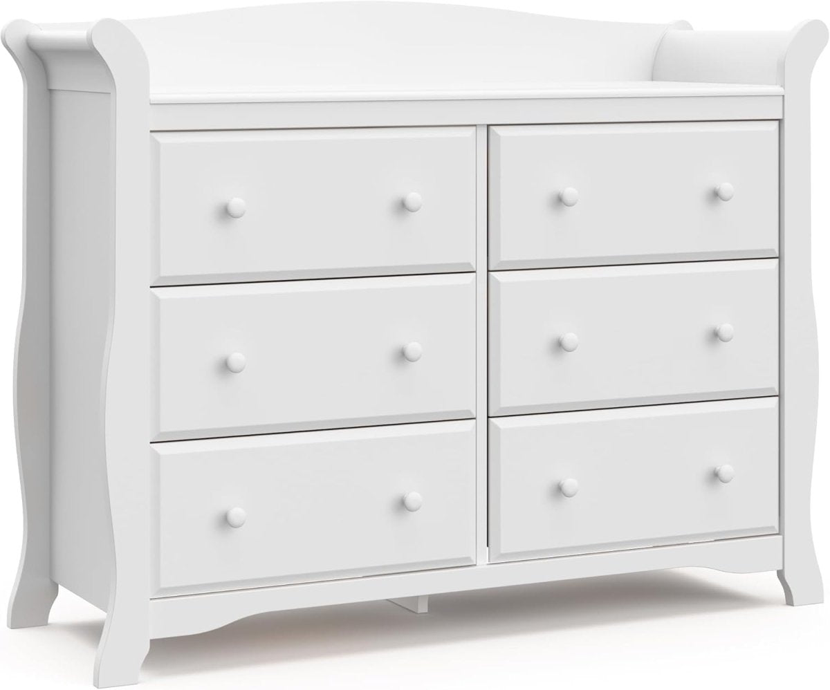 Storkcraft Avalon 6 Drawer Double Dresser, White - LittleTreasures