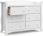 Storkcraft Avalon 6 Drawer Double Dresser, White - LittleTreasures