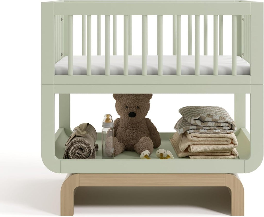 Storkcraft Santorini 3 - in - 1 Convertible Bassinet: Sage Driftwood - LittleTreasures