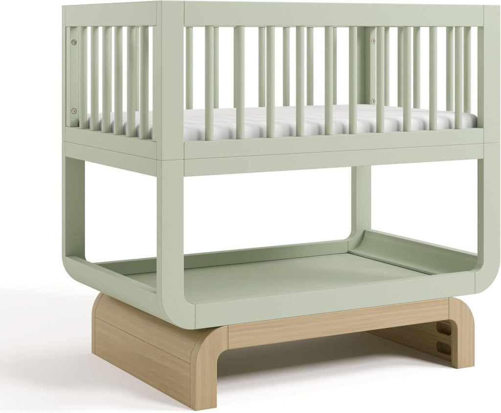 Storkcraft Santorini 3 - in - 1 Convertible Bassinet: Sage Driftwood - LittleTreasures