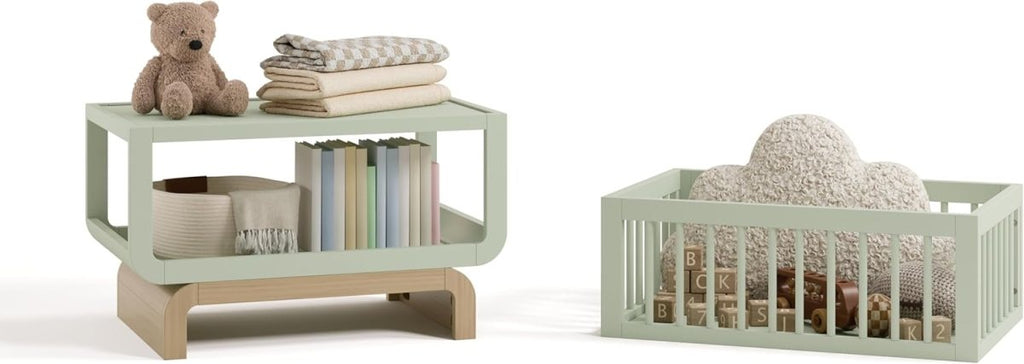 Storkcraft Santorini 3 - in - 1 Convertible Bassinet: Sage Driftwood - LittleTreasures