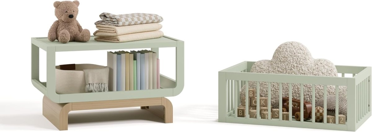 Storkcraft Santorini 3 - in - 1 Convertible Bassinet: Sage Driftwood - LittleTreasures