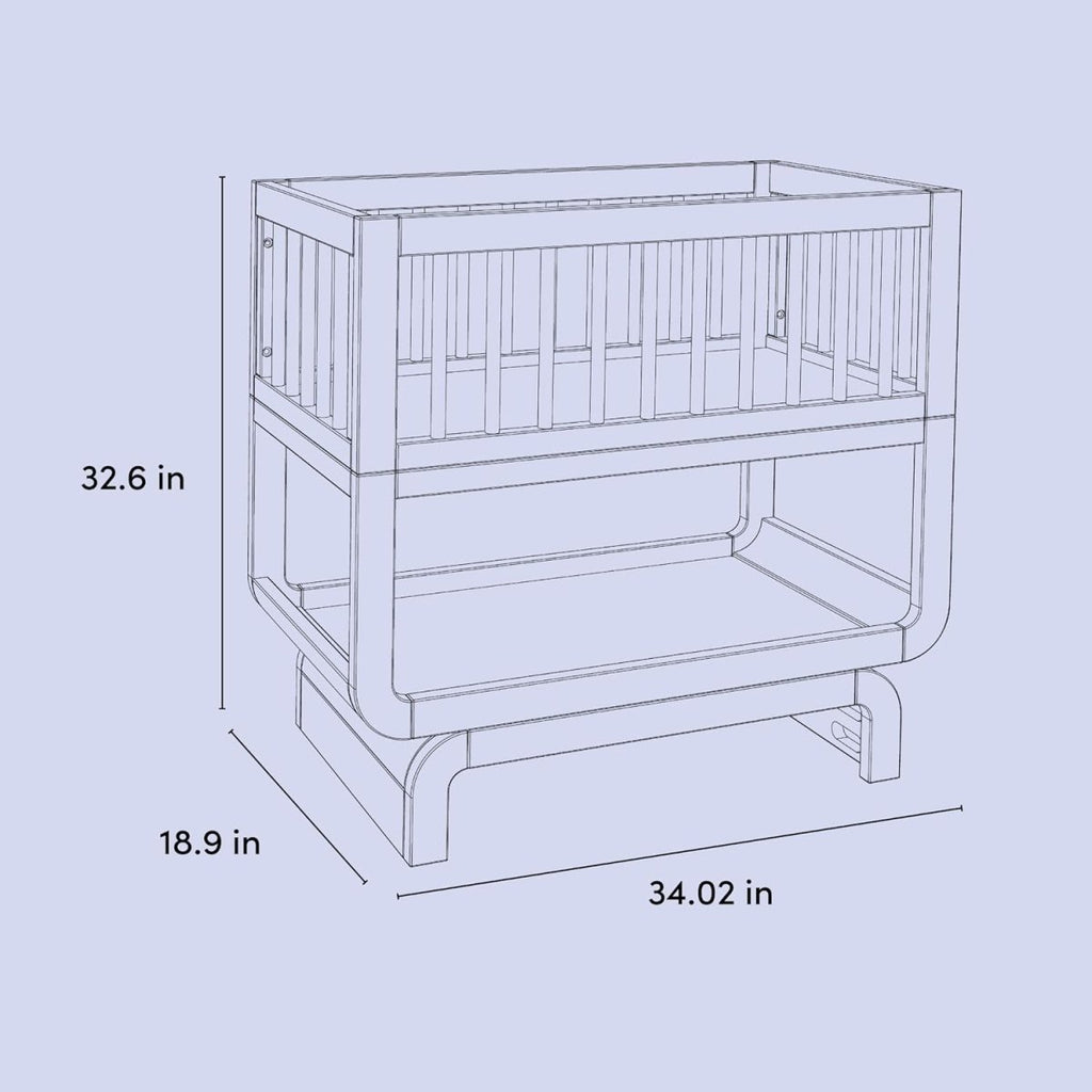 Storkcraft Santorini Deluxe 3 - in - 1 Convertible Bassinet (Frosted Oat with Driftwood) – GREENGUARD Gold Certified Wood Baby Bassinet, Includes Water - Resistant Mattress, Converts to Toy Box and Bookcase - LittleTreasures