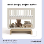 Storkcraft Santorini Deluxe 3 - in - 1 Convertible Bassinet (Frosted Oat with Driftwood) – GREENGUARD Gold Certified Wood Baby Bassinet, Includes Water - Resistant Mattress, Converts to Toy Box and Bookcase - LittleTreasures