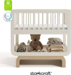 Storkcraft Santorini Deluxe 3 - in - 1 Convertible Bassinet (Frosted Oat with Driftwood) – GREENGUARD Gold Certified Wood Baby Bassinet, Includes Water - Resistant Mattress, Converts to Toy Box and Bookcase - LittleTreasures