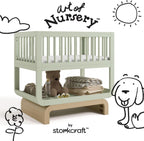 Storkcraft Santorini Deluxe 3 - in - 1 Convertible Bassinet (Sage with Driftwood) – GREENGUARD Gold Certified Wood Baby Bassinet, Includes Water - Resistant Mattress, Converts to Toy Box and Bookcase - LittleTreasures