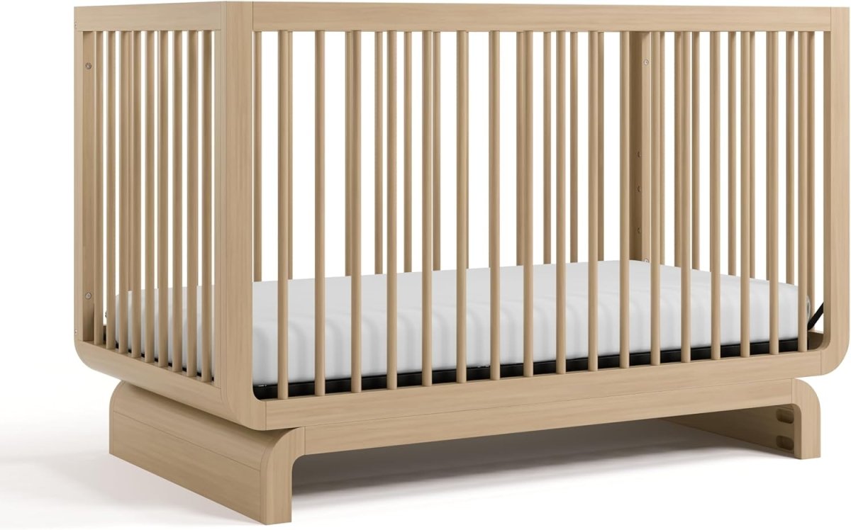 Storkcraft Santorini Deluxe 5 - in - 1 Convertible Crib with Bonus Toddler Guardrail (Driftwood) – Includes Toddler Guardrail, Fits Standard Crib Mattress - LittleTreasures