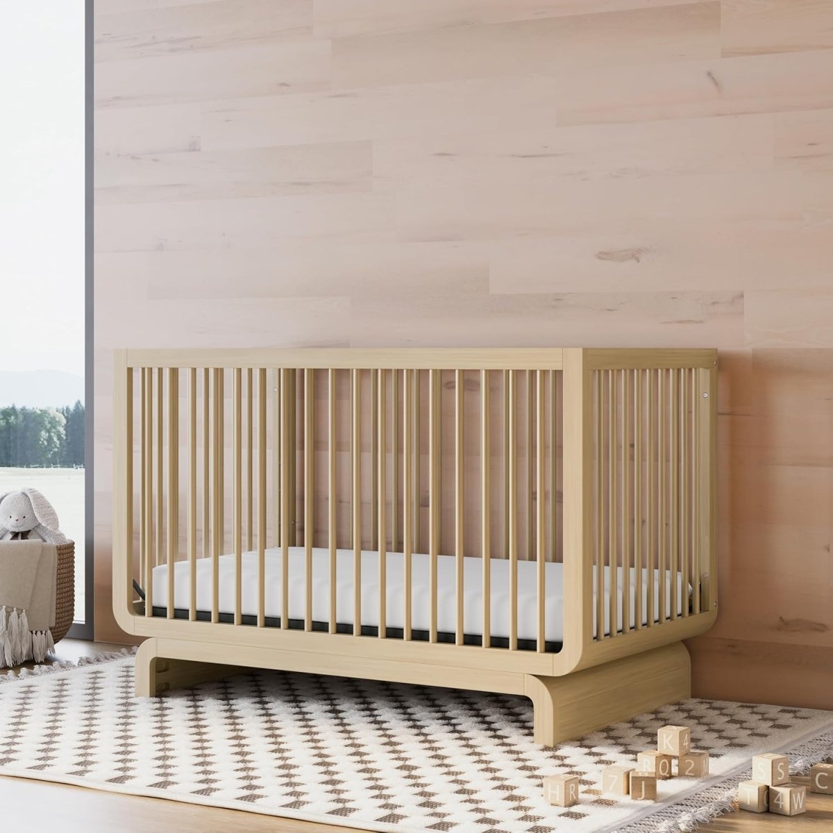 Storkcraft Santorini Deluxe 5 - in - 1 Convertible Crib with Bonus Toddler Guardrail (Driftwood) – Includes Toddler Guardrail, Fits Standard Crib Mattress - LittleTreasures