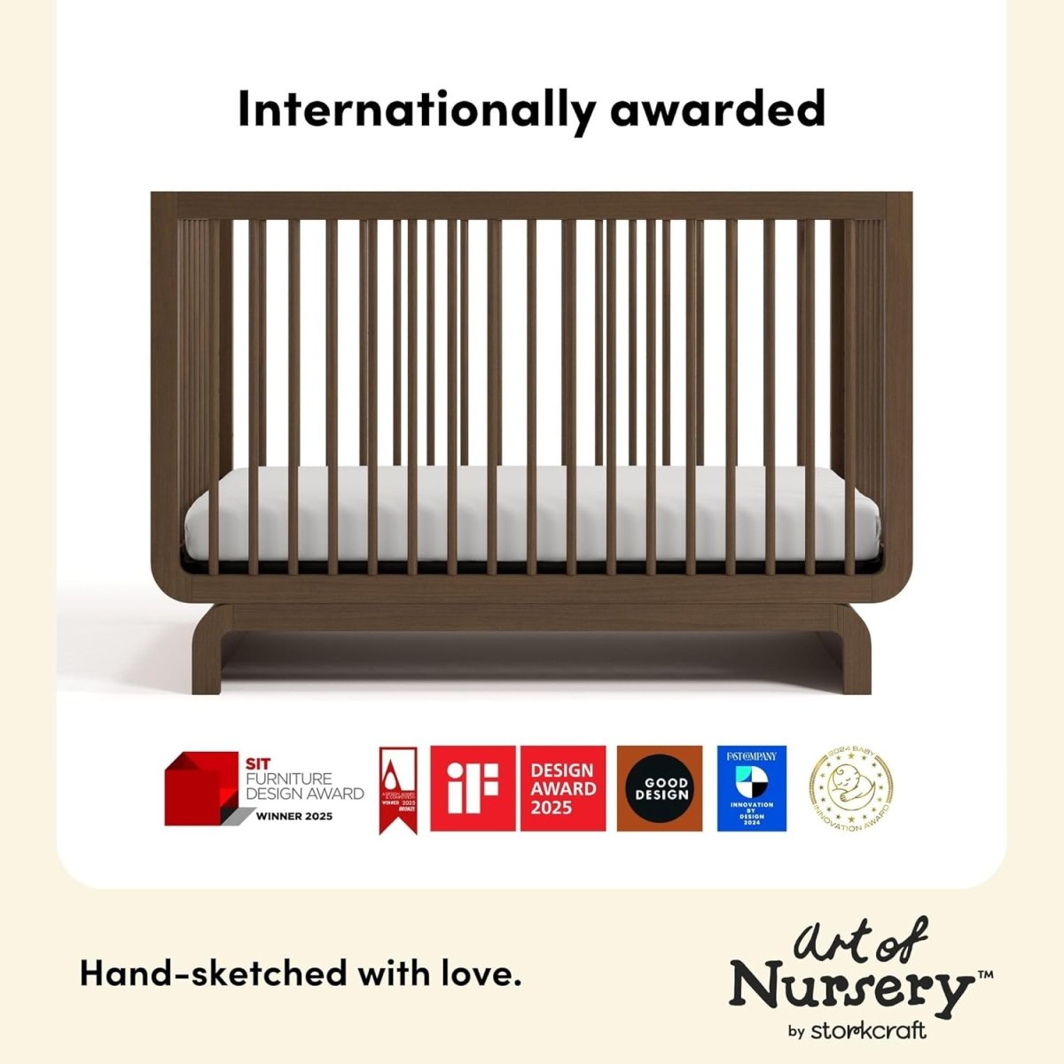 Storkcraft Santorini Deluxe 5 - in - 1 Convertible Crib with Bonus Toddler Guardrail (Hazelnut) – GREENGUARD Gold Certified, Includes Toddler Guardrail, Fits Standard Crib Mattress, Solid wood - LittleTreasures