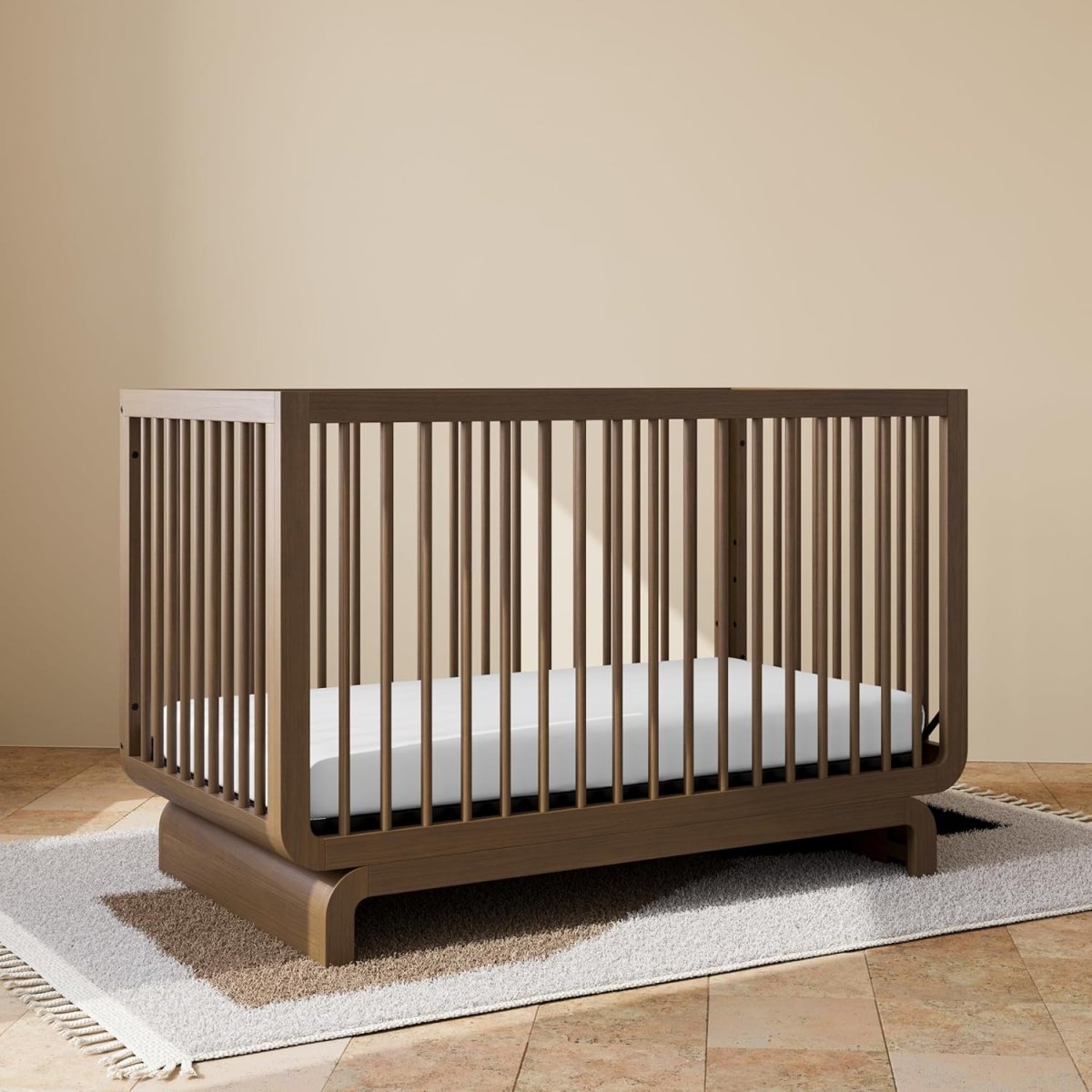 Storkcraft Santorini Deluxe 5 - in - 1 Convertible Crib with Bonus Toddler Guardrail (Hazelnut) – GREENGUARD Gold Certified, Includes Toddler Guardrail, Fits Standard Crib Mattress, Solid wood - LittleTreasures