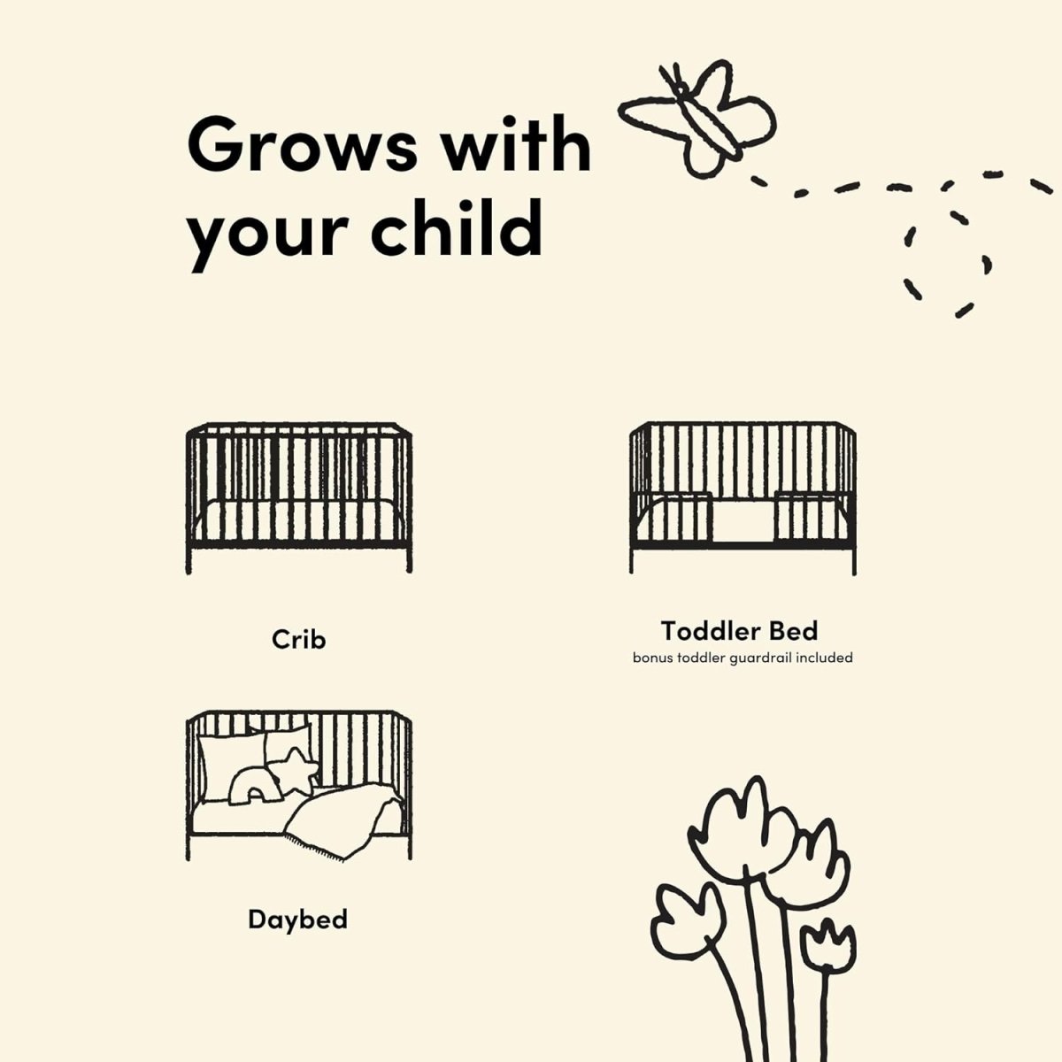 Storkcraft Sicily Convertible Crib with Toddler Guardrail (Sage with Driftwood) – GREENGUARD Gold Certified, Toddler Bed Conversion Kit Included, 100% Solid Wood, Fits Standard Crib Mattress - LittleTreasures