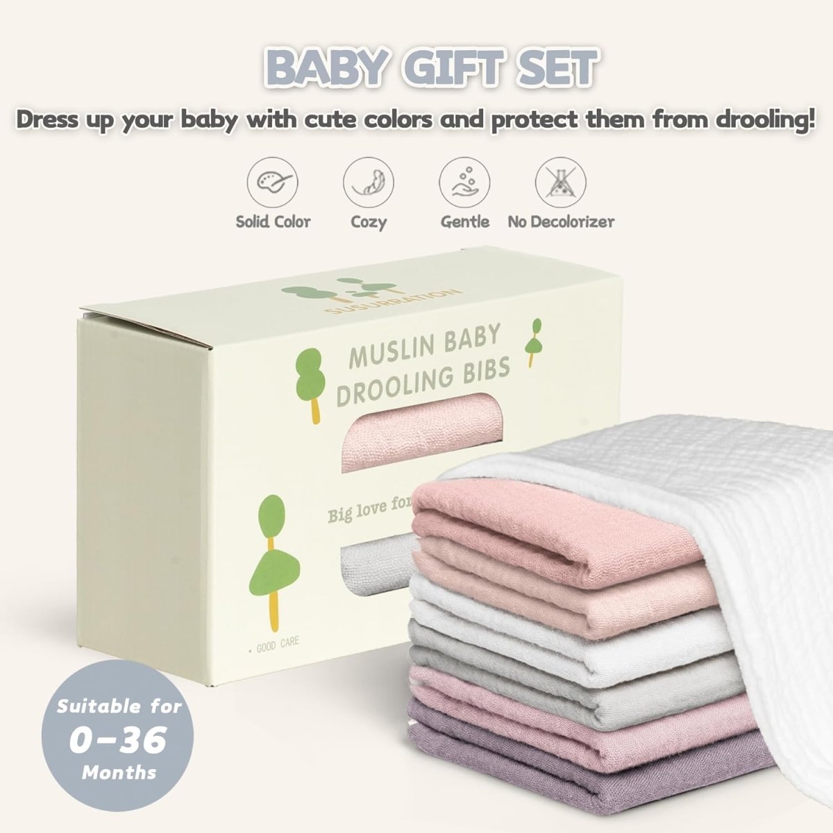 Susurration Muslin Baby Drool Bibs 6Pack Soft Triangular Adjustable Baby Bandana Bibs for Unisex Girls & Boys - LittleTreasures