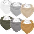 Susurration Muslin Baby Drool Bibs 6Pack Soft Triangular Adjustable Baby Bandana Bibs for Unisex Girls & Boys - LittleTreasures