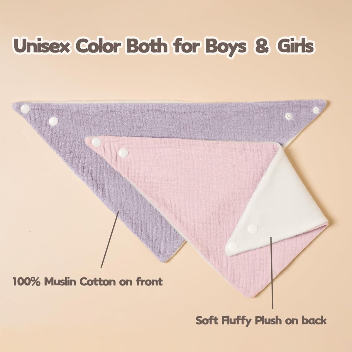 Susurration Muslin Baby Drool Bibs 6Pack Soft Triangular Adjustable Baby Bandana Bibs for Unisex Girls & Boys - LittleTreasures