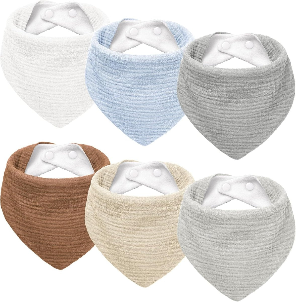 Susurration Muslin Baby Drool Bibs 6Pack Soft Triangular Adjustable Baby Bandana Bibs for Unisex Girls & Boys - LittleTreasures