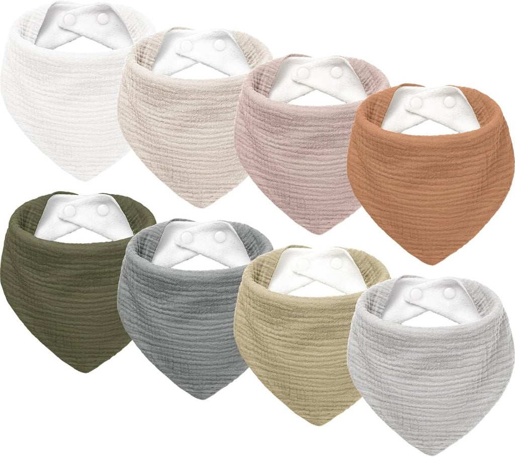 Susurration Muslin Baby Drool Bibs 6Pack Soft Triangular Adjustable Baby Bandana Bibs for Unisex Girls & Boys - LittleTreasures