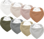 Susurration Muslin Baby Drool Bibs 6Pack Soft Triangular Adjustable Baby Bandana Bibs for Unisex Girls & Boys - LittleTreasures